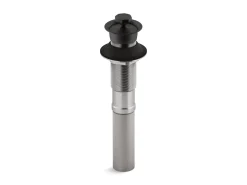 Bathroom sink drain with non-removable metal stopper and without overflow
