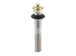 Bathroom sink drain with non-removable metal stopper and without overflow