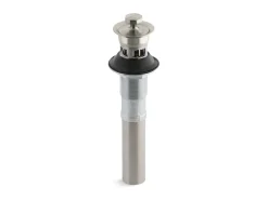 Bathroom sink drain with overflow and non-removable metal stopper