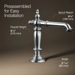 Bathroom sink faucet spout with Column design, 1.2 gpm