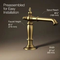 Bathroom sink faucet spout with Column design, 1.2 gpm