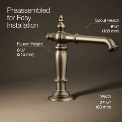 Bathroom sink faucet spout with Column design, 1.2 gpm