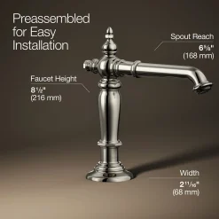 Bathroom sink faucet spout with Column design, 1.2 gpm