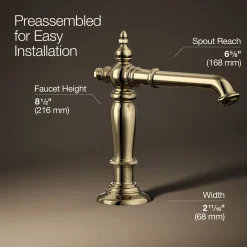 Bathroom sink faucet spout with Column design, 1.2 gpm