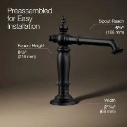 Bathroom sink faucet spout with Column design, 1.2 gpm
