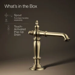 Bathroom sink faucet spout with Column design, 1.2 gpm