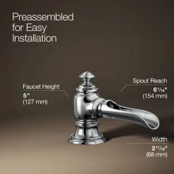 Bathroom sink faucet spout with Flume design, 1.2 gpm