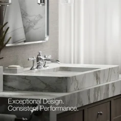 Bathroom sink faucet spout with Flume design, 1.2 gpm