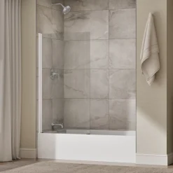 Bath screen, 56-15/16" x 32" W with 1/4" thick Crystal Clear glass and square corner