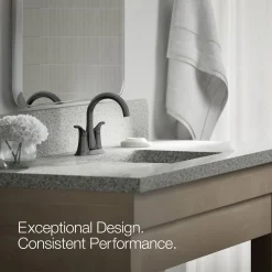 Centerset bathroom sink faucet, 0.5 gpm