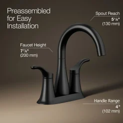 Centerset bathroom sink faucet, 0.5 gpm