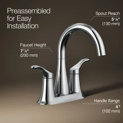 Centerset bathroom sink faucet, 1.2 gpm