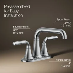 Centerset bathroom sink faucet, 0.5 gpm