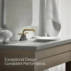 Centerset bathroom sink faucet, 0.5 gpm