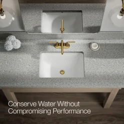 Centerset bathroom sink faucet, 0.5 gpm