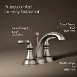 Centerset bathroom sink faucet, 1.2 gpm