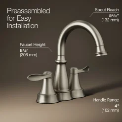 Centerset bathroom sink faucet, 1.2 gpm
