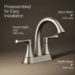 Centerset bathroom sink faucet, 1.2 gpm
