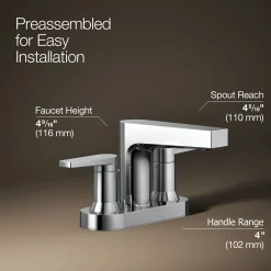Centerset bathroom sink faucet, 1.2 gpm