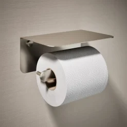 Covered horizontal toilet paper holder