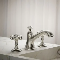 Cross bathroom sink faucet handles
