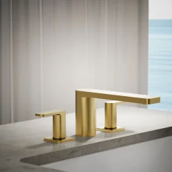 Deck-mount bath faucet