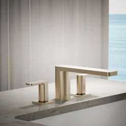 Deck-mount bath faucet
