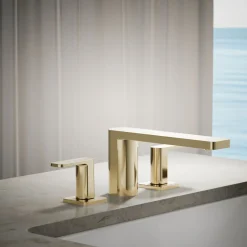 Deck-mount bath faucet