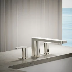 Deck-mount bath faucet