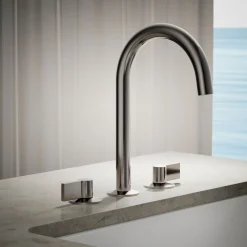 Deck-mount bath faucet handles with Lever design