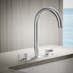 Deck-mount bath faucet handles with Lever design