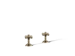 Deck-mount bath faucet handle trim with Cross design
