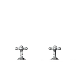 Deck-mount bath faucet handle trim with Cross design