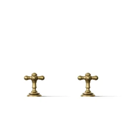Deck-mount bath faucet handle trim with Cross design
