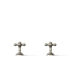 Deck-mount bath faucet handle trim with Cross design