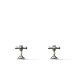 Deck-mount bath faucet handle trim with Cross design