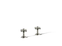 Deck-mount bath faucet handle trim with Cross design