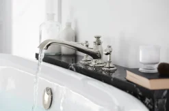 Deck-mount bath faucet handle trim with Lever design