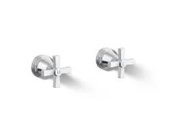Deck-mount bath faucet handle trim with Cross design