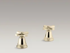 Deck-mount bath faucet handle trim with Cross design