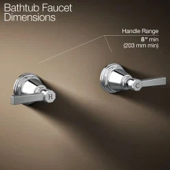 Deck-mount bath faucet handle trim with Lever design