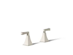 Deck-mount bath faucet handle trim