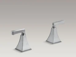 Deck-mount bath faucet handle trim