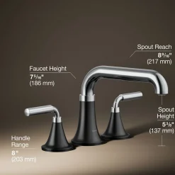 Deck-mount bath faucet trim