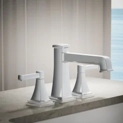 Deck-mount bath faucet trim