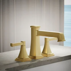Deck-mount bath faucet trim