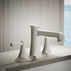 Deck-mount bath faucet trim