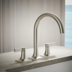 Deck-mount bath faucet trim