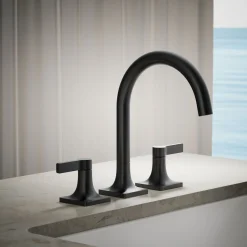 Deck-mount bath faucet trim