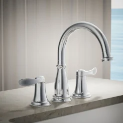 Deck-mount bath faucet trim